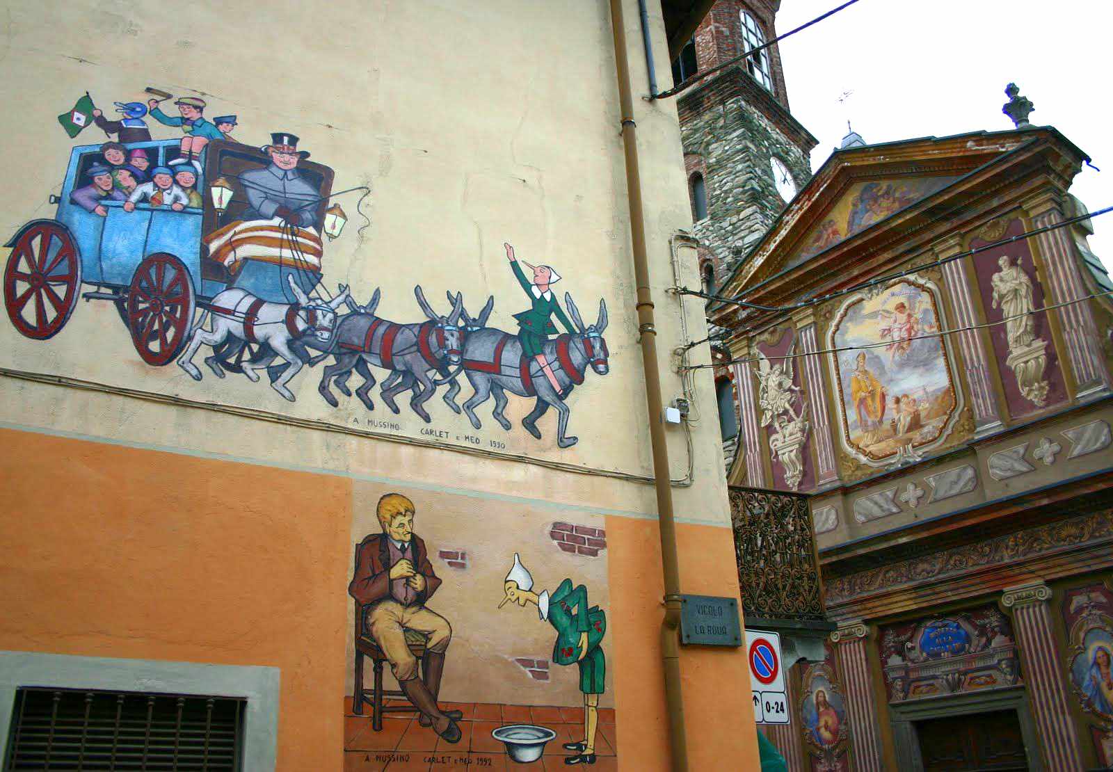 I murales di Pinocchio a Vernante, un burattino e una app per il turismo dolce